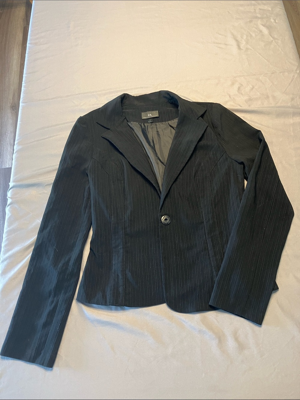 Byer California Black Pinstripe Single-Button Blazer